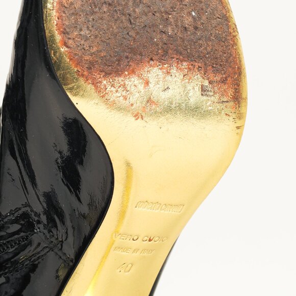 Roberto Cavalli Black Patent Leather Twin-Snake-Heads Tall Stiletto Boot - Picture 5 of 12